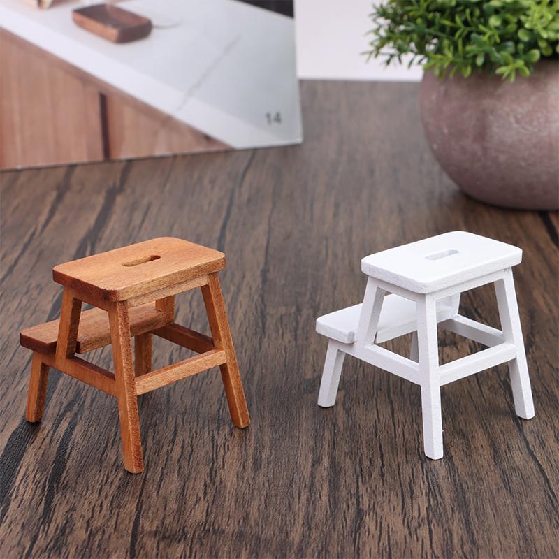 1:12 Taburete în miniatură pentru casă de păpuși Scaun pe trepte Scaun pătrat Model de bancă mică Mobilier pentru casă de sufragerie Jucărie decorativă