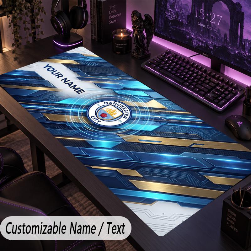 Custom Text Big Mousepad, Extended Desk Pad For Laptop Work GameManchester City