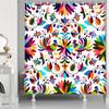 Mexican Floral Shower Curtain, Ethnic Art, Birds and Paisley, Flowers in White,Polyester, Waterproof, Bathroom Decor