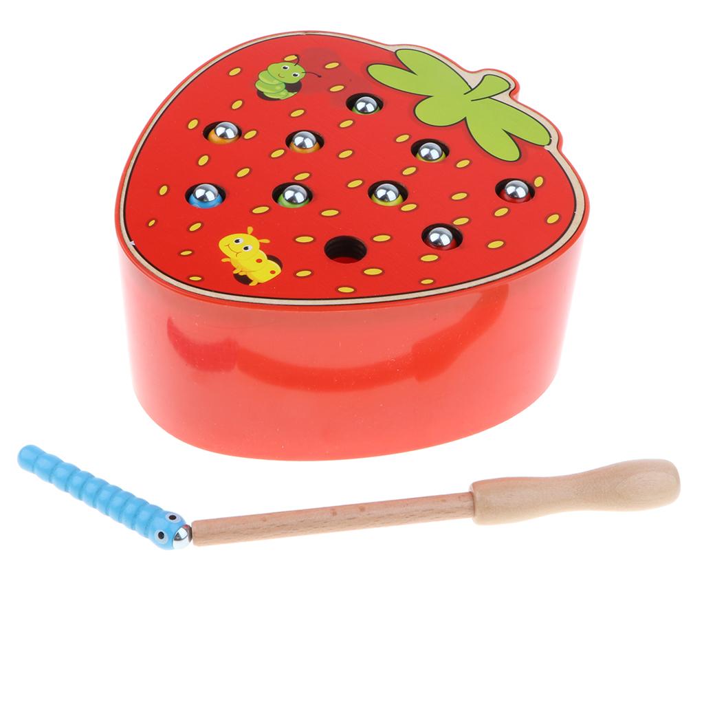Wooden Magnet Fruit Bug Game Toy, Montessori Intellectual Game, Kids Toddler Developmental Toy-