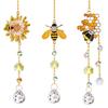Hanging Crystal Suncatcher Bee Daisy Honeycomb Ornament Crystal Prism Rainbow Maker Window Garden Decorative Holiday Present