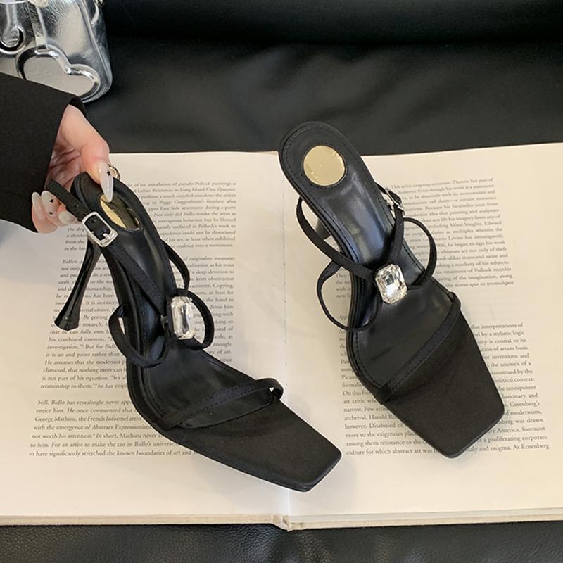 Fashion SUOJIALUN Summer Narrow Band Women Sandal Shoes Fashion New Brand Ladies Elegant Gladiator Shoes Thin High Heel Outdoor Pumps