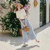 Women's Fragrant Cherry Embroidered Short Sleeve T-shirt
