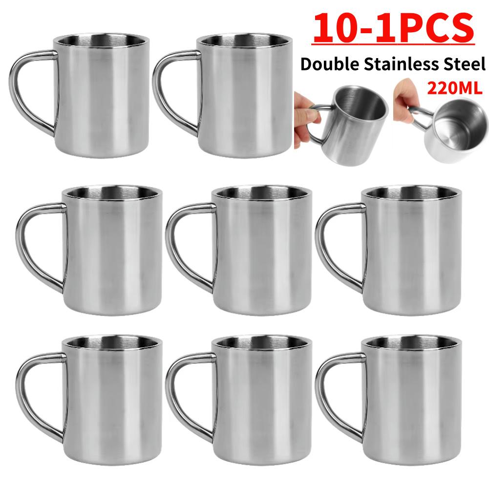 220ML Stailess Steel Mug Coffee Cup Camping Mug Metal Coffee Tea Cup Mug Portable Milk Tea Cup Tumbler Water Mug Drinking Cup