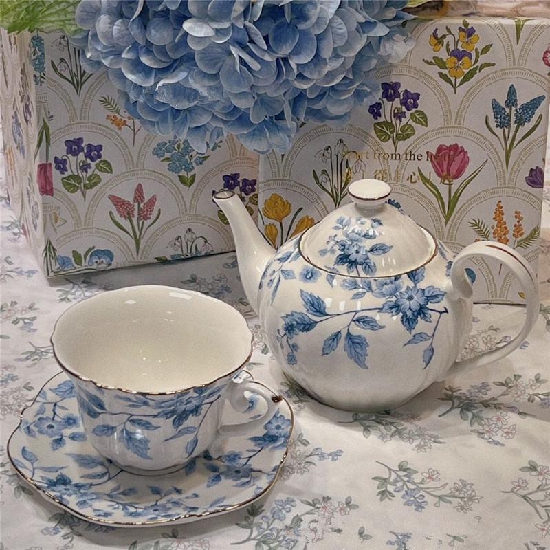 Hochwertiges Porzellan Teetasse und Untertasse Set Teekanne Englische Nachmittagstee Tasse Kaffeekanne Keramik Kaffeetasse Becher Party Café