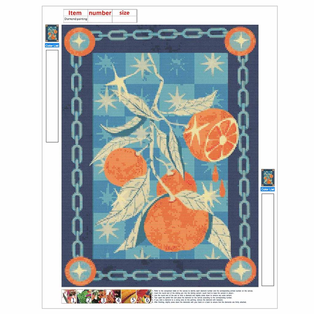 5D Diamond Painting Orange Full Drill Rhinestone Embroidery Cross Stitch Kits for Adults Home Decor Wall Art Gift