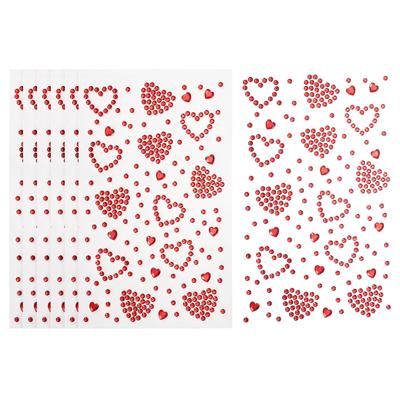 PATIKIL 6 Sheets Heart Face Gem Self-Adhesive Hair Gem Stickers Face Stickers for Women Eye Hair Body Festival Makeup Rave Accessories Red