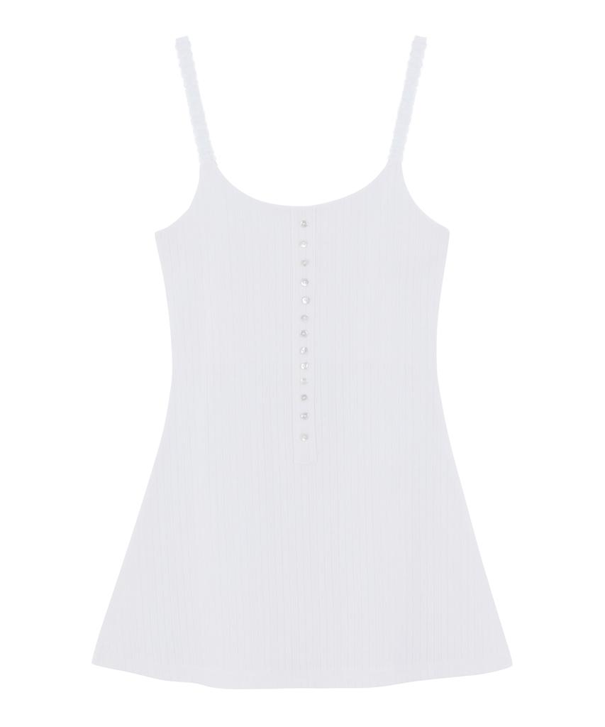 Lojanneu Sweet Dreams Button Mini Dress (White)