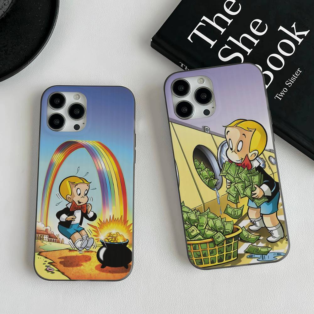 Cartoon Richie Rich For IPhone 15 16 17 14 13 12 11 Pro Max 16E 16 Plus 17 Air Corrugated Shockproof Phone Cover