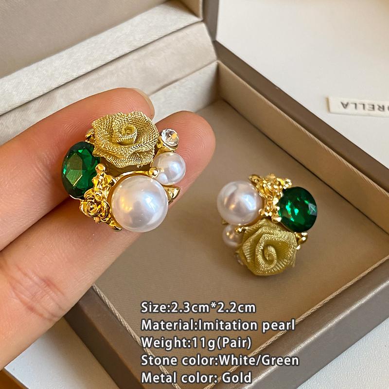 

French Elegant Hollow Rose Blossoms Pearl Stud Earrings 2026 New Light Luxury Jewelry Fashion Accessories for Womens and Girls