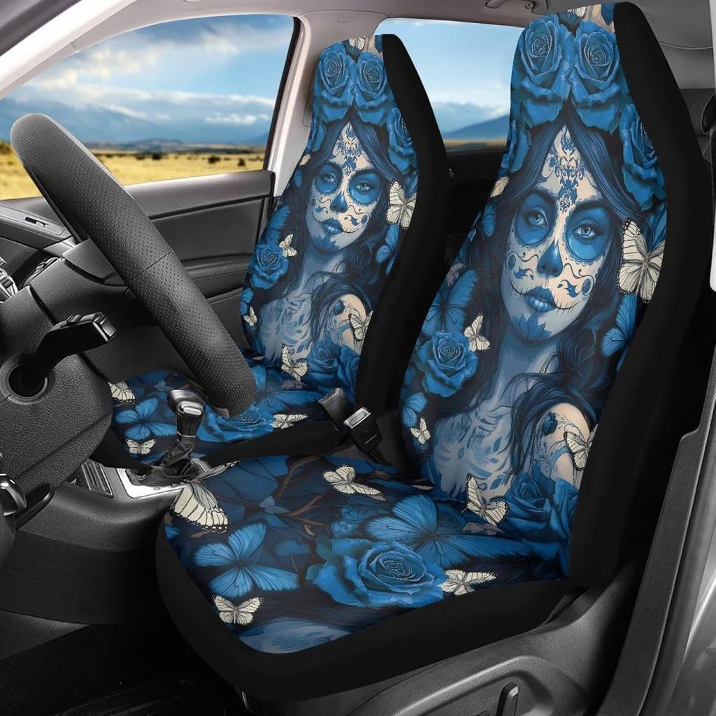 Bulopur Halloween Spider Web Print Front Seat Cover Sets 2 Pack, Car Universal Accessories Interior Decor for Men, Auto Front Seat Covers