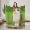 Cat Owl Funny Cursed Internet Trendy Meme Blankets Flannel Bedding Throws For Couch Chair Sofa Bed Warm Bedspread Gift Idea