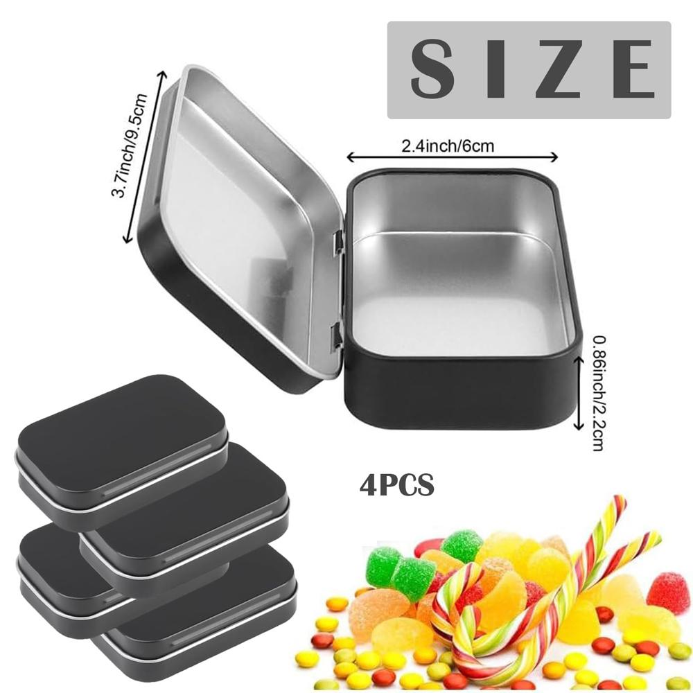 

4 шт. прямоугольная коробка для хранения с крышками, переносные маленькие прямоугольные банки для конфет, сережек, ювелирных изделий своими руками 4 PCS чёрный