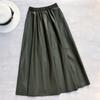 Women's Winter Faux Leather Pleated High Waist A-Line Midi Skirt Long Skirt