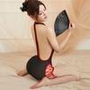 Sexy Women Cospaly Maid Elastic Dress Backless Bandage Cheongsam 6D 912Pin Hollow Out Sheer See Through Maid Mini Dress
