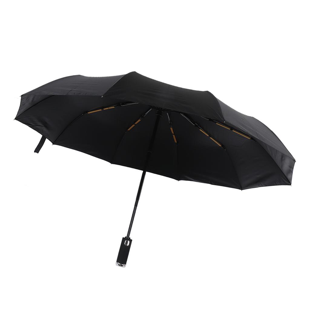 Automatic Umbrella 10 Ribs Windproof Sun Protection Dual Use Travel Umbrella with LED Torch for Outdoor Travel Business