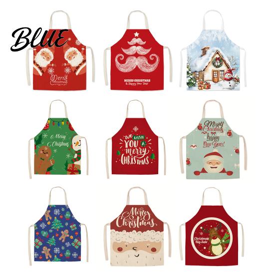 Christmas Apron for Women Apron, Santa Claus/Elk/Gingerbread Man/Snowman Print Cooking Bib, Waterproof Holiday Bib Non-woven Fabric, Adjustable Halter