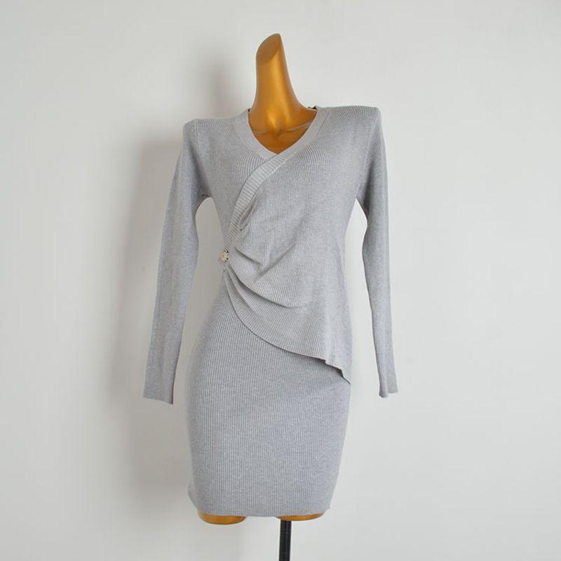 Spring & Fall New Arrival More Than Retro Debutante Style Styles Long Sleeves Knitting Dress Women's Clothing Silm Slim Looking Bottoming Hip Skirt