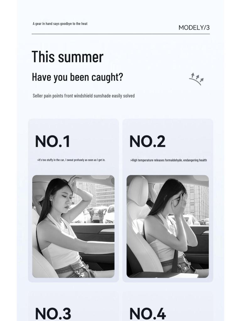 Osłona przeciwsłoneczna na przednią szybę Tesla Model Y/3: Izolacja cieplna i blokowanie światła