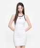 Emelbi Women'S Basic Ringer Ribbed Sleeveless Dress Ny (White) (A Type)