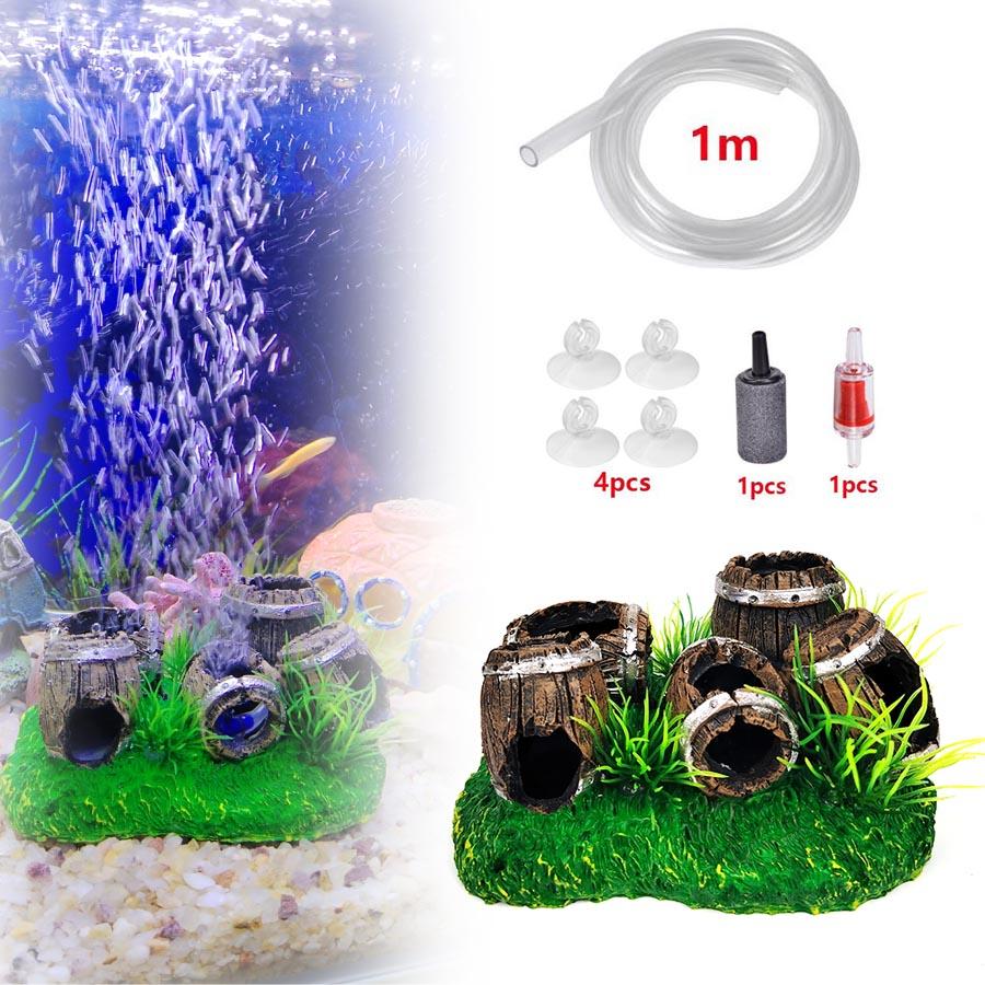 

Декоративный набор «Смоляная бочка», разработанный эксклюзивно для акваскейпинга - Включает пещеры-укрытия для рыб и креветок и систему аэрации с воздушным камнем 1 set