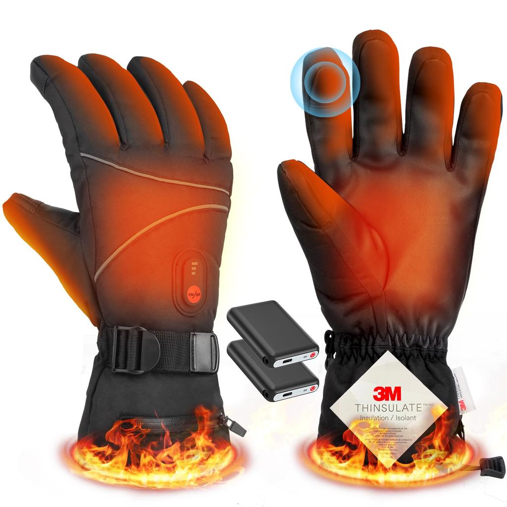 Darema Heated Gloves with 16000mAh Battery 3M USB Composite Fiber Heating Smartphone Touch Maximum Temperature 3 Temperature Fleece Winter &
