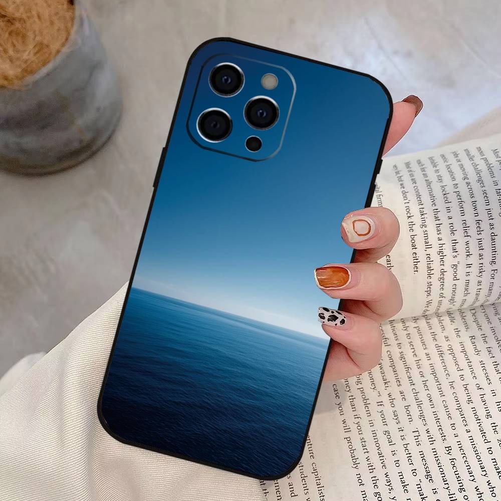 Sea Phone Case For iPhone 17, 16,15,14,13,12,11 Plus,Pro Max, Others Soft Black Cover