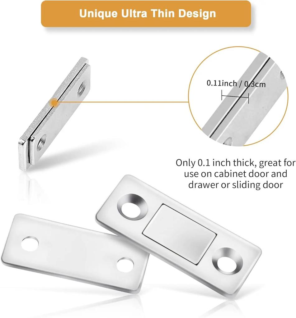 Invisible Strong Magnetic Cabinet Catches Ultra-Thin Door Magnets Stops Adhesive Drawer Magnet Catch for Kitchen Closet Closer