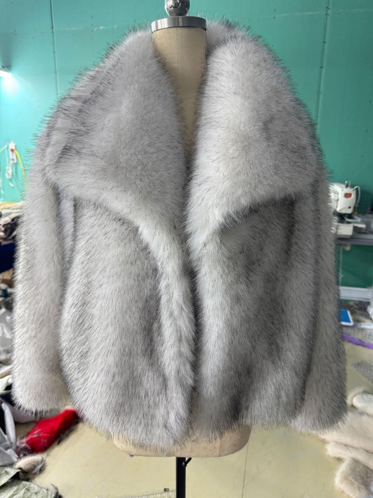 European and American style short artificial fur jacket women's imitation fox hair large lapel plush cardigan autumn and winter new fashion outside