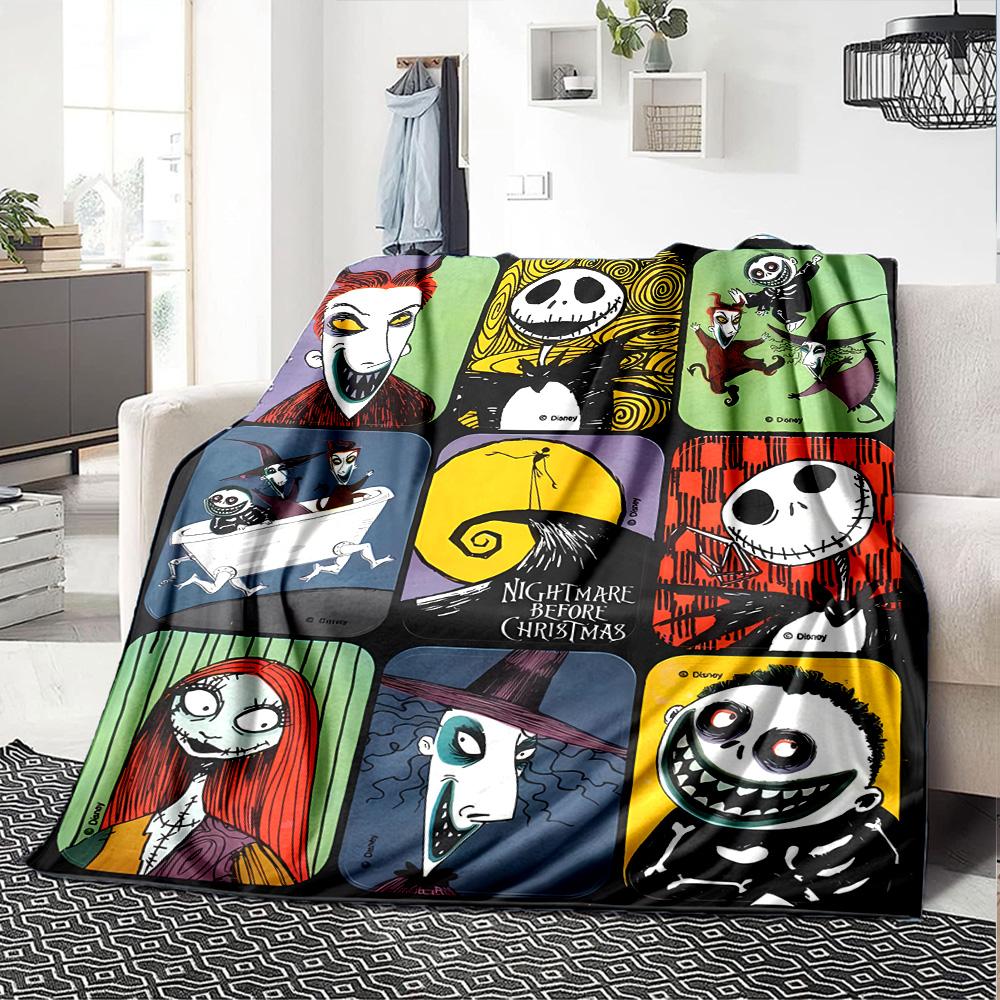 Jack Skellington Blanket Soft & Cozy Perfect for Livingroom Seaside Picnics All-Season Use Playful Design Birthday Christmas Gift Blanket