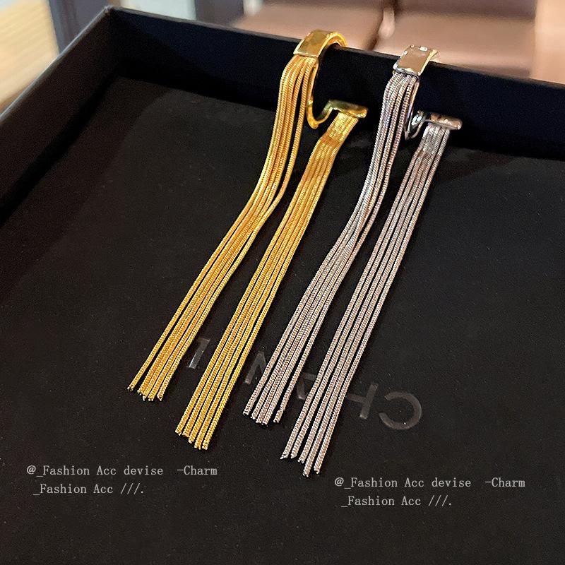 Metal Tassel Earless Ear Bone Clip Niche Simple Cold Wind Earrings High Sense Fashion Temperament Earrings