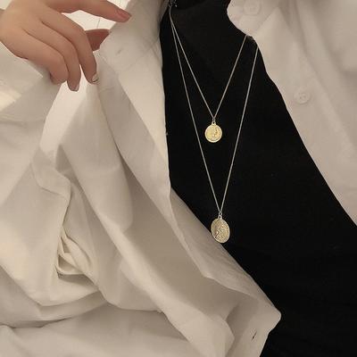 Vintage Kpop Small and Big Coin Pendant Necklace for Women Long Chain Neck Pendants Choker Jewelry 2021 Chocker Collar for Girl
