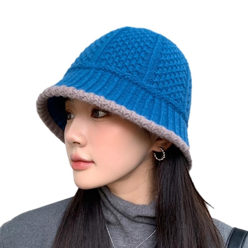 Женская Повседневная Шляпа Селфи Рыбацкая Шляпа Милая Девушка Вязаная Крючком Шляпа-Ведро Головной Убор синий
