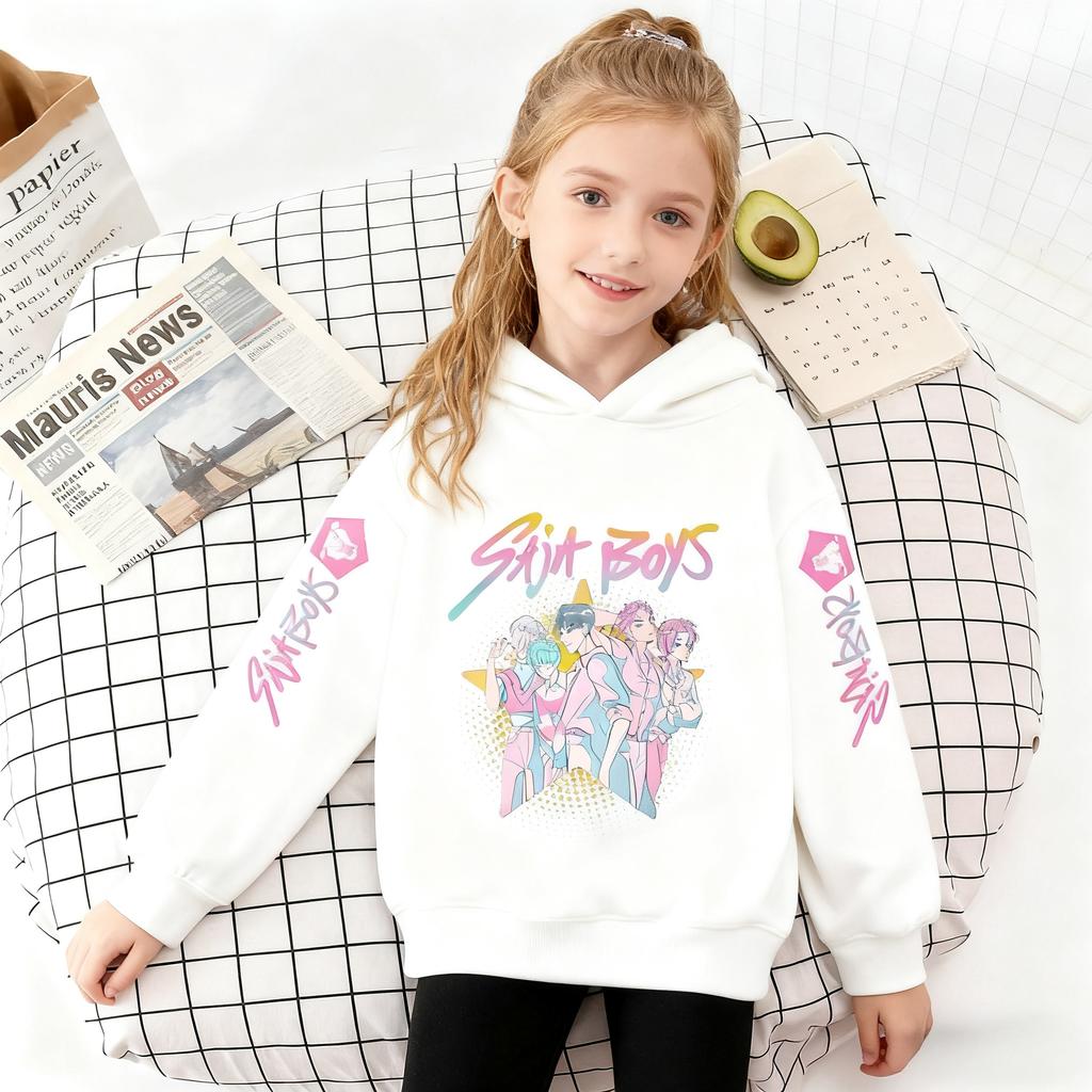 Kpop Demon Hunter Cartoon Children's Clothing for Autumn and Winter, Warm Hoodies Comfortable and Soft Children's Girl Hooded Sweatshirts