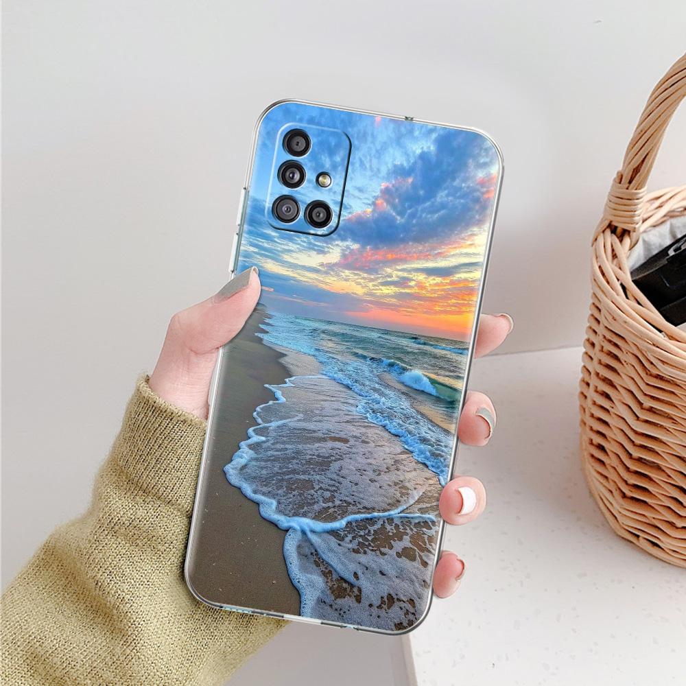 Case For Samsung A15 A13 A35 A55 A51 A71 A41 A31 A21S A05 A17 A23 A25 A33 A53 A73 5G A07 4G Cover Seaside Scenery Wave Beach