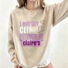 I Got My Clit Pierced At Claire’s Pink Heart Graphic Sweatshirt Funny Slogan Print Pullover Novelty Streetwear Casual Sweatshirt