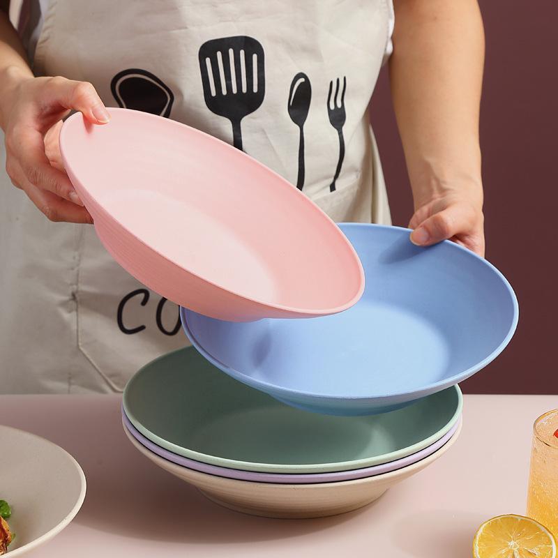 Polévková miska ze slámy, vhodná do mikrovlnné trouby, plastové nádobí, misky na ovocný salát, cereálie, ramen, těstoviny, talíř na večeři, kuchyňské náčiní
