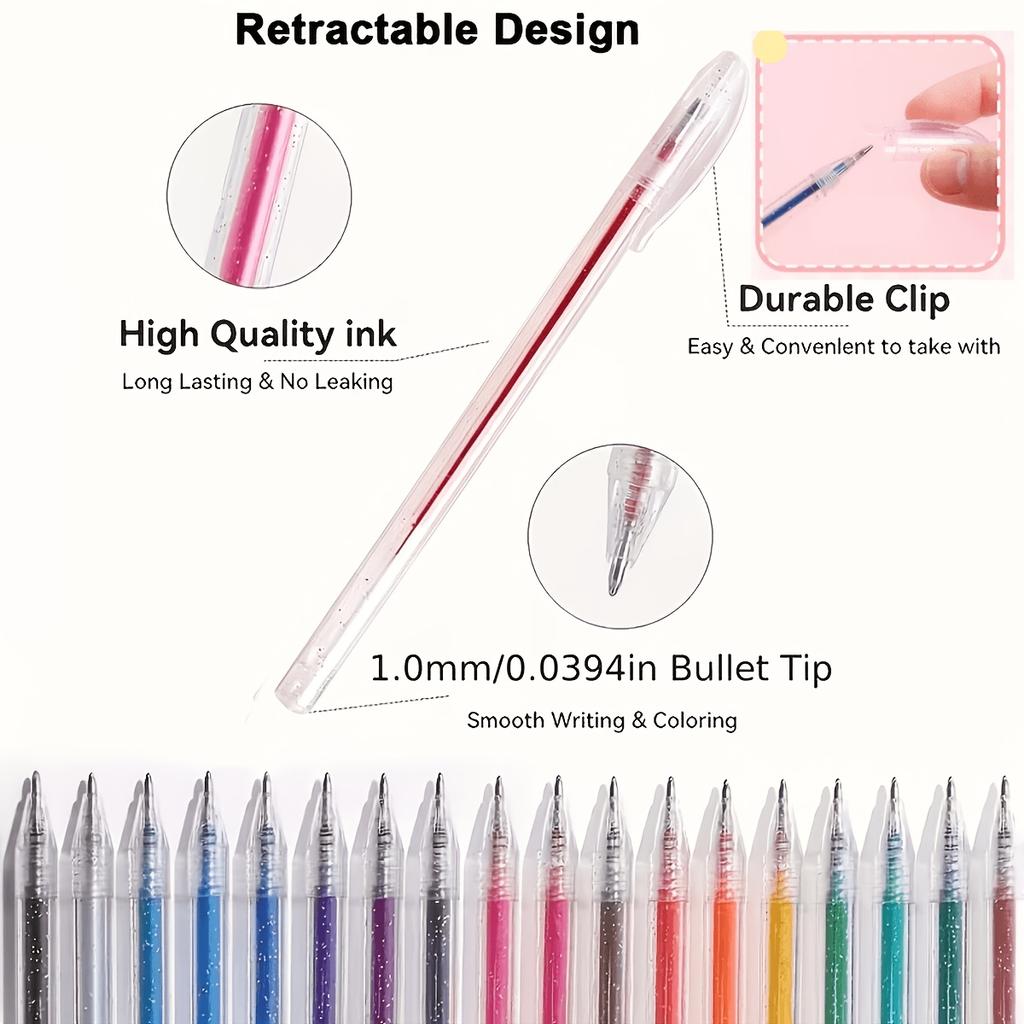 36 Color Glitter Gel Pens, 36 Pcs Set, for Highlighting, Marking, Drawing, Doodling and Smooth Writing for School Office Exams