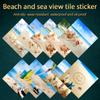 Plážová scenérie Skořápkové dlaždice Samolepka Kuchyňská skříň Umyvadlo Samolepky na stěnu Domácí dekorace Samolepící voděodolná umělecká tapeta 10ks
