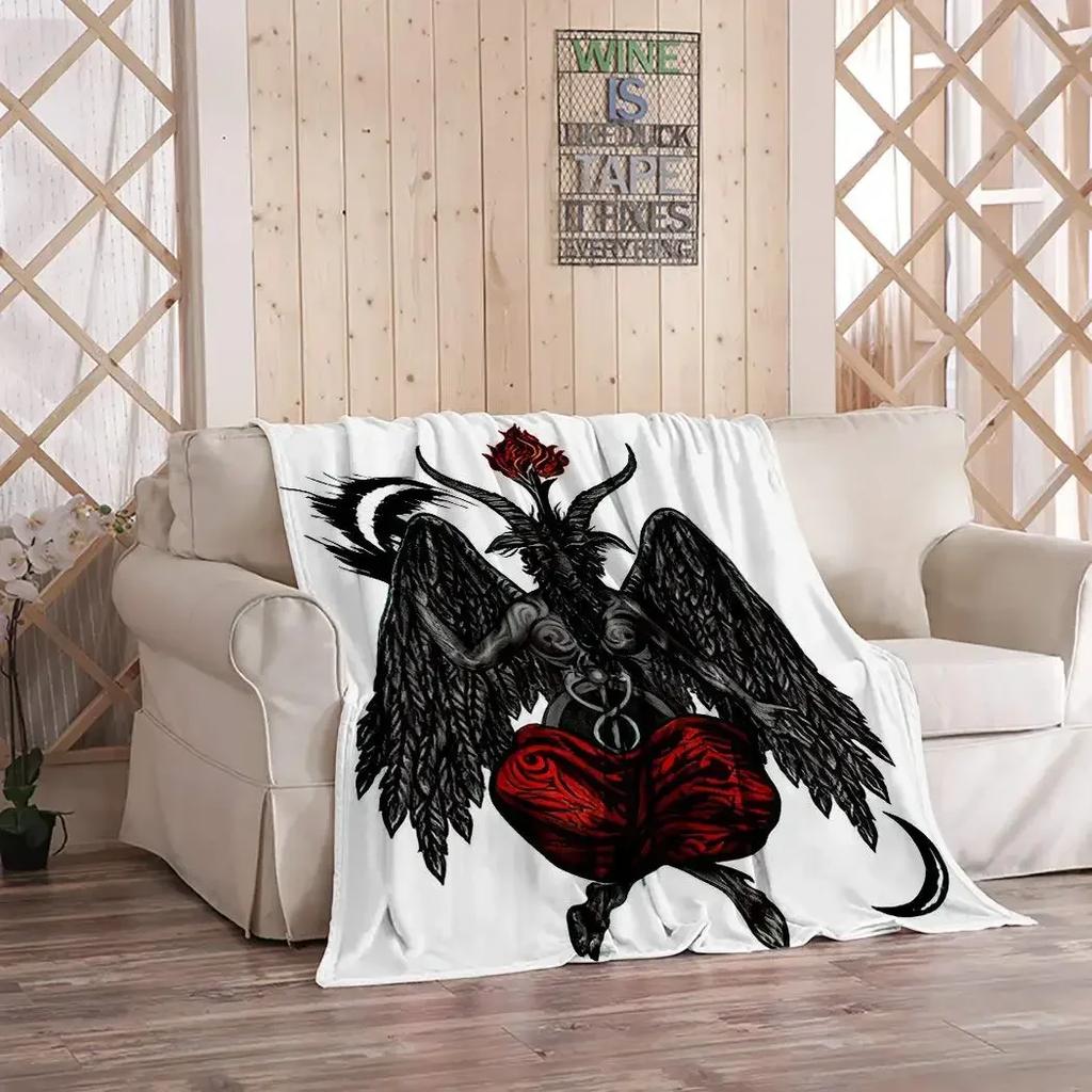 Satanische Wicca-Symbole Ziegen-Decke, Weiche Gemütliche Plüsch- Flanell-Überwurfdecke für Männer Frauen Erwachsene Luxuriöse Warme Decke Heimdekoration