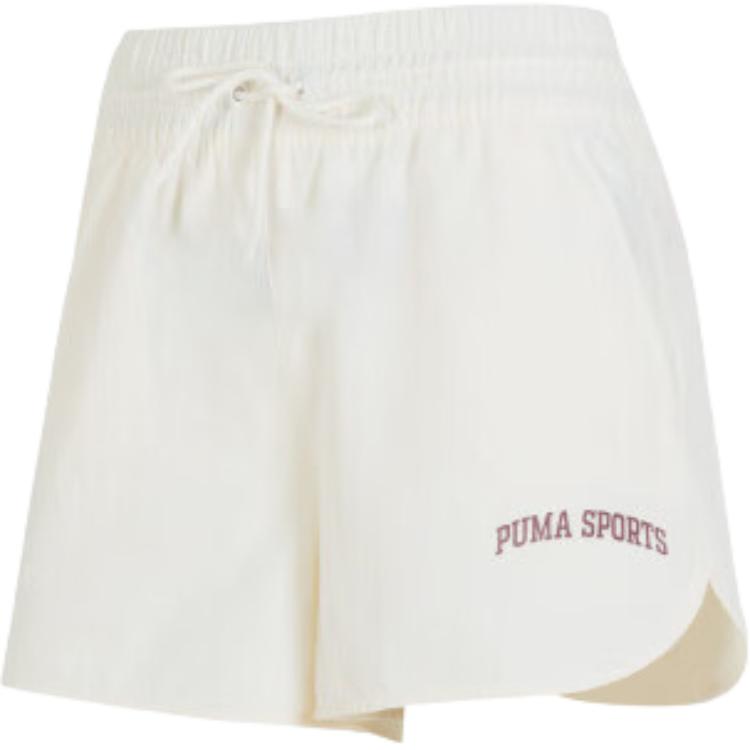 Puma Solid Color Comfortable Loose Breathable Mid Waist Casual Shorts Women shorts Cream 630357-65