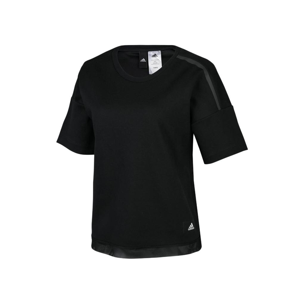 Adidas Sports Lifestyle Series Solid Color Simple Round Neck Comfortable Short Sleeve T-Shirt Women T-Shirts Black CG2082