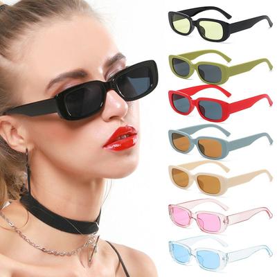 Fashion Narrow Square Frame Y2K Sun Glasses Candy Color UV400 Protection Black Shades Rectangle Sunglasses for Women Men