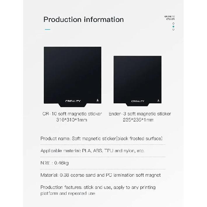 Creality Ender 3 Soft Magnetic Sticker Plate 235*235*1MM for Ender 3/3 V2/3 S1/Pro/Ender-5/5S/5Pro 3D Printer Accessories