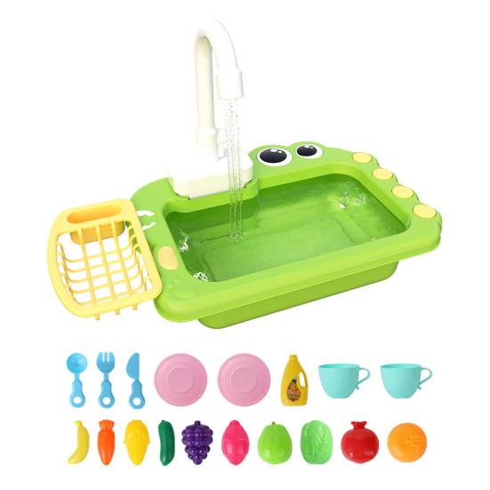 

Мини Детский Игровой Домик Набор Посудомоечной Машины Электрическая Циркуляция Воды Имитированный Кран Вращающаяся Термостойкая Быстросохнущая Корзина Игра в Роли зелёный