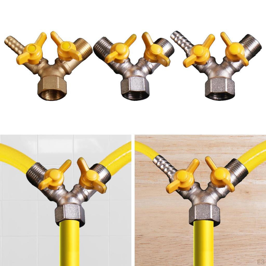 3 Way Shut Off Valve Y Shaped Ball Component for Repair with Copper Threads 0.79"