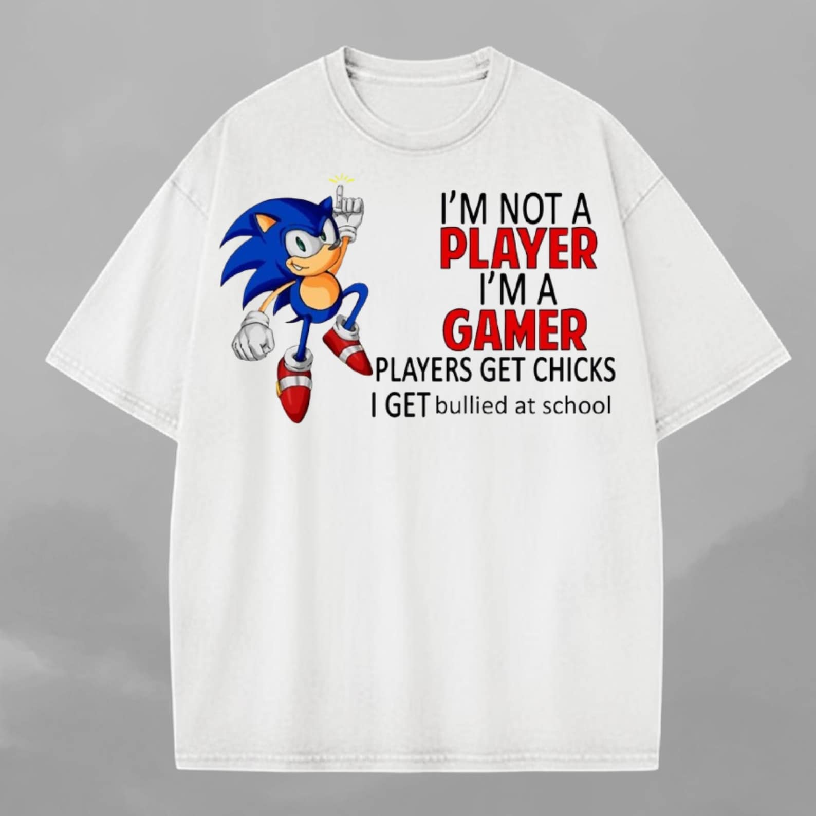 I m Not A Player I m A Gamer Players Get Chicks I Get Bullied At School Unisex T-Shirt, Comfort Colors Shirt L