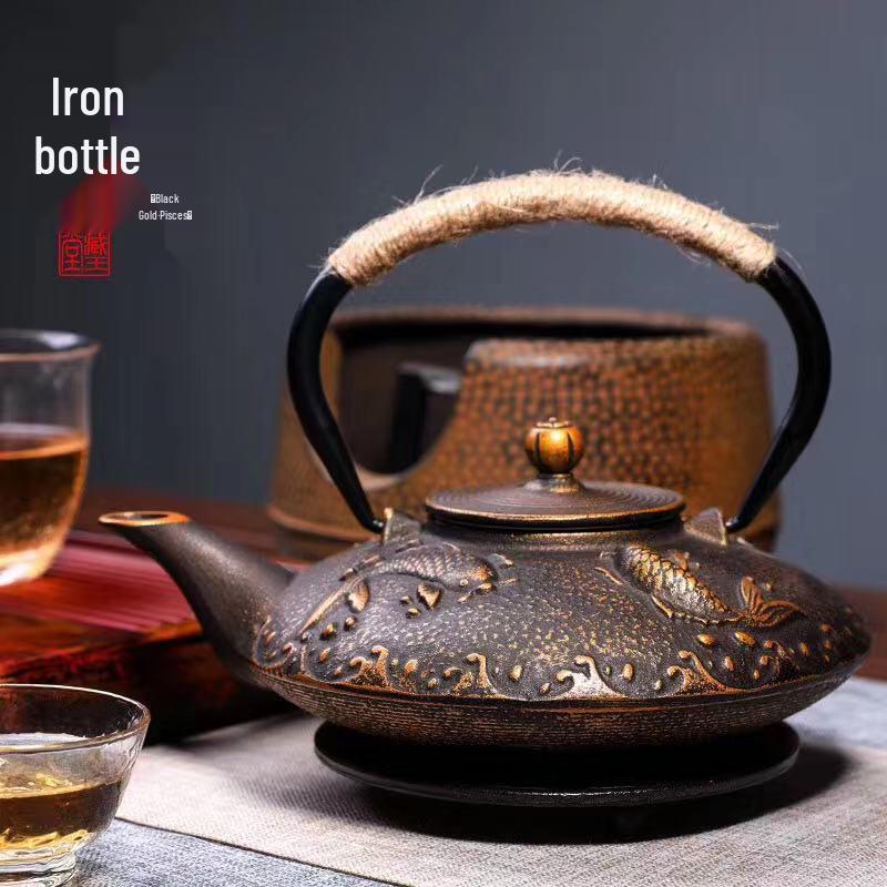 

Vintage Iron Water Kettle with Enamel Interior