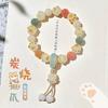 White Jade Bodhi Hand String Charcoal-Burned Little Cat Paw Single Circle Handheld Buddhist Beads Bracelet for Men and Women