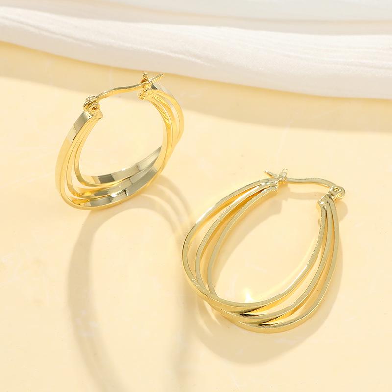Huazi Style Zircon Stud Earrings for Women - Gold-Plated, Non-Fading Luxury Jewelry